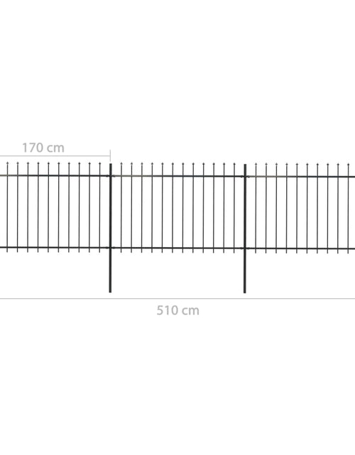 Загрузите изображение в средство просмотра галереи, Gard de grădină cu vârf suliță, negru, 5,1 m, oțel
