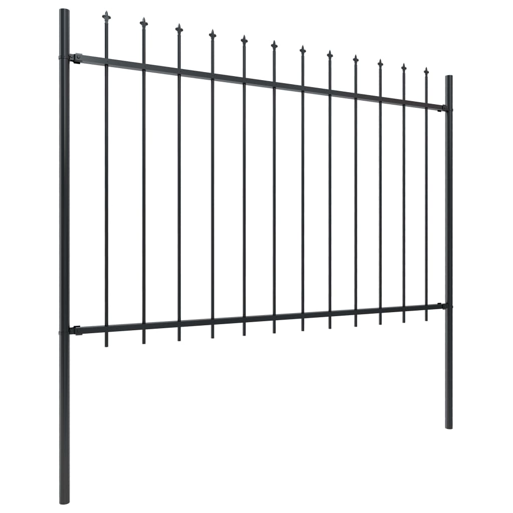 Gard de grădină cu vârf suliță, negru, 13,6 m, oțel