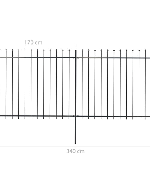 Загрузите изображение в средство просмотра галереи, Gard de grădină cu vârf suliță, negru, 3,4 m, oțel

