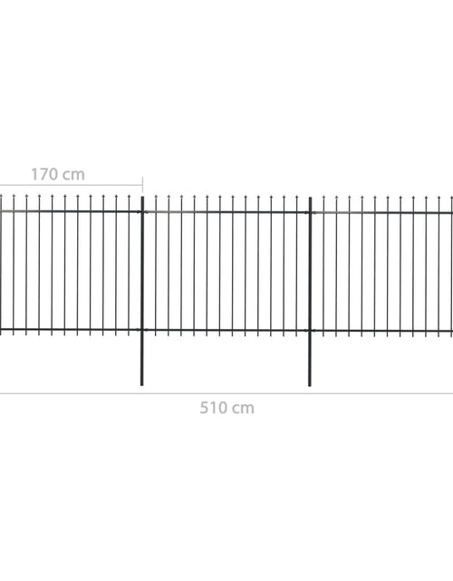 Încărcați imaginea în vizualizatorul Galerie, Gard de grădină cu vârf suliță, negru, 5,1 m, oțel
