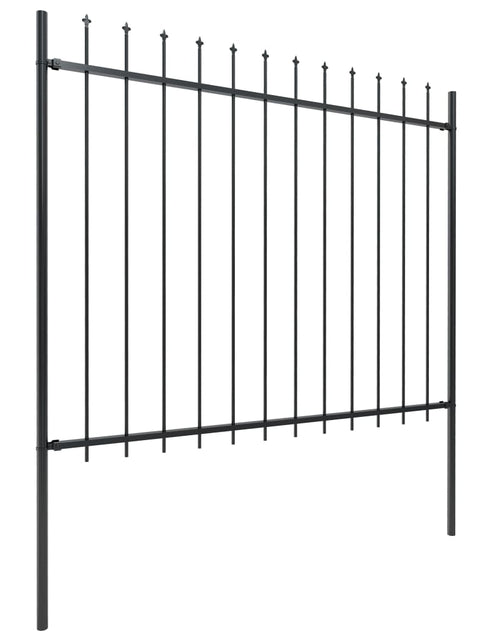 Загрузите изображение в средство просмотра галереи, Gard de grădină cu vârf suliță, negru, 10,2 m, oțel
