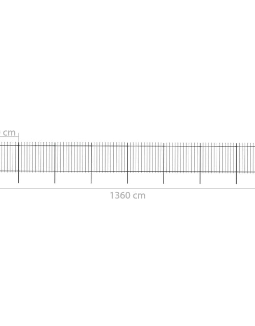 Загрузите изображение в средство просмотра галереи, Gard de grădină cu vârf suliță, negru, 13,6 m, oțel
