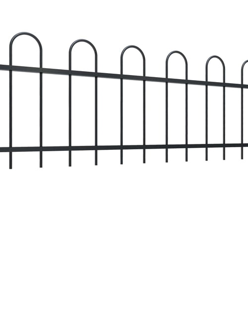 Încărcați imaginea în vizualizatorul Galerie, Gard de grădină cu vârf curbat, negru, 5,1 m, oțel
