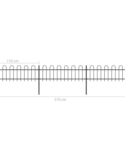 Загрузите изображение в средство просмотра галереи, Gard de grădină cu vârf curbat, negru, 5,1 m, oțel
