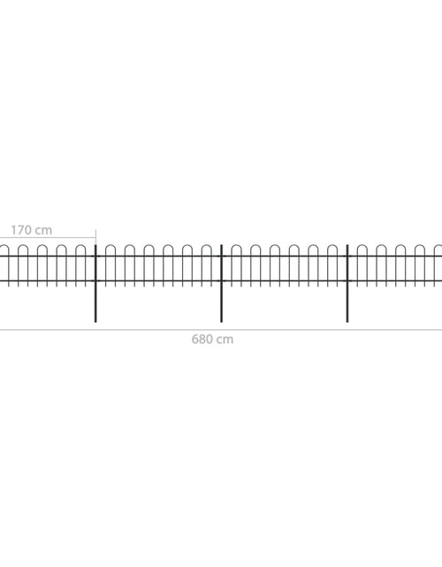 Загрузите изображение в средство просмотра галереи, Gard de grădină cu vârf curbat, negru, 6,8 m, oțel
