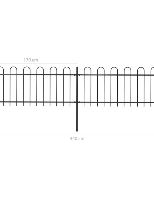 Загрузите изображение в средство просмотра галереи, Gard de grădină cu vârf curbat, negru, 3,4 m, oțel

