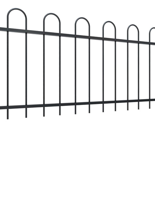 Încărcați imaginea în vizualizatorul Galerie, Gard de grădină cu vârf curbat, negru, 5,1 m, oțel
