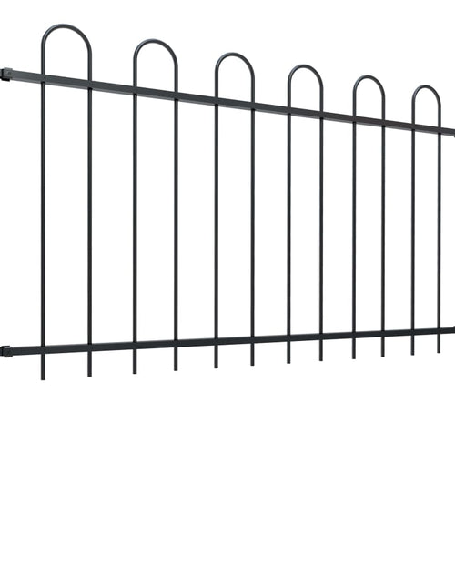 Загрузите изображение в средство просмотра галереи, Gard de grădină cu vârf curbat, negru, 6,8 m, oțel
