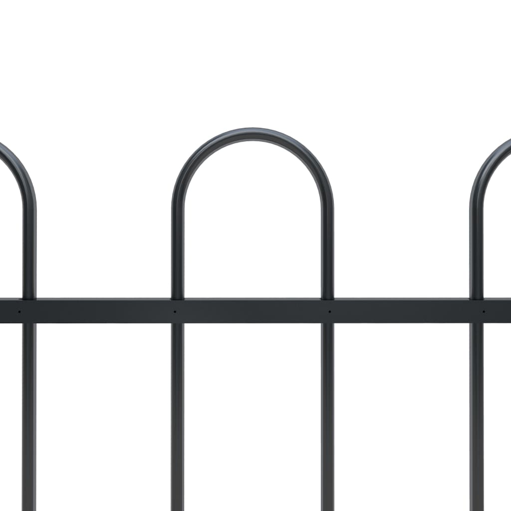 Gard de grădină cu vârf curbat, negru, 6,8 m, oțel
