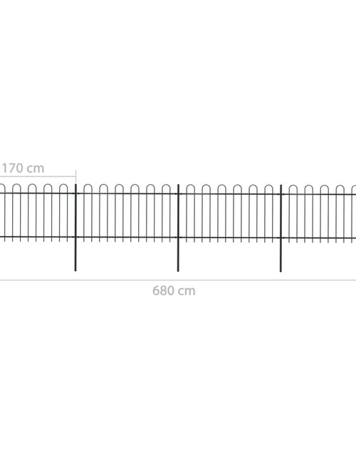 Încărcați imaginea în vizualizatorul Galerie, Gard de grădină cu vârf curbat, negru, 6,8 m, oțel
