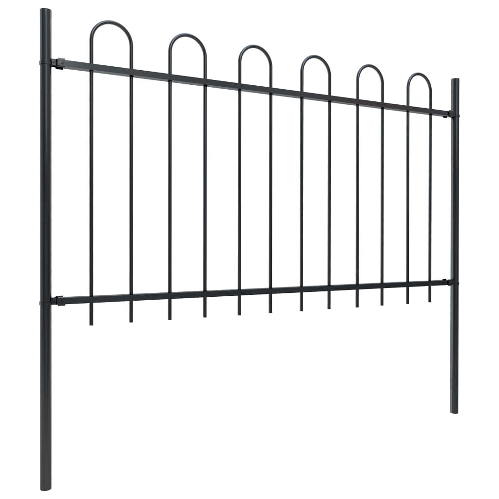 Gard de grădină cu vârf curbat, negru, 13,6 m, oțel