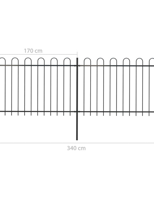Загрузите изображение в средство просмотра галереи, Gard de grădină cu vârf curbat, negru, 3,4 m, oțel
