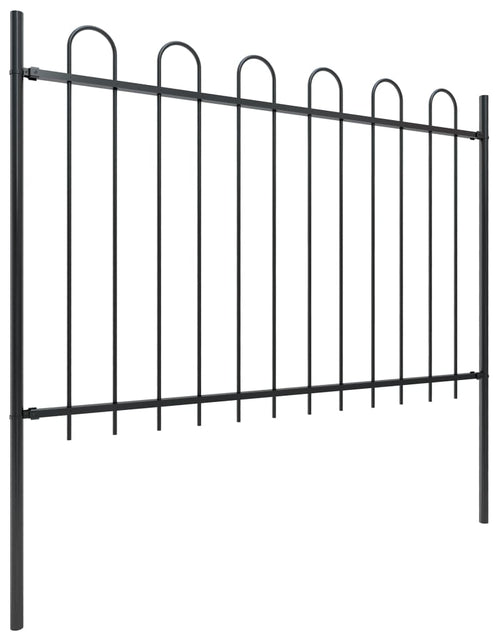 Загрузите изображение в средство просмотра галереи, Gard de grădină cu vârf curbat, negru, 5,1 m, oțel
