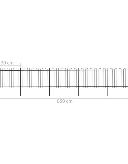 Încărcați imaginea în vizualizatorul Galerie, Gard de grădină cu vârf curbat, negru, 8,5 m, oțel

