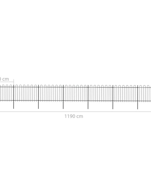 Încărcați imaginea în vizualizatorul Galerie, Gard de grădină cu vârf curbat, negru, 11,9 m, oțel
