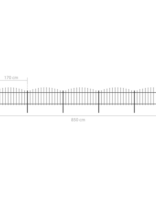 Загрузите изображение в средство просмотра галереи, Gard de grădină cu vârf suliță, negru, 8,5 m, oțel
