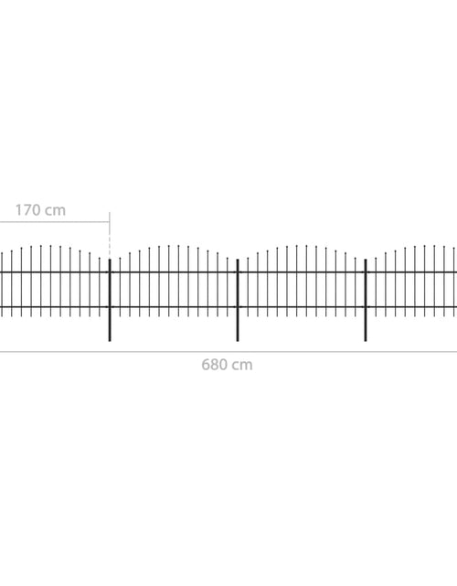 Загрузите изображение в средство просмотра галереи, Gard de grădină cu vârf suliță, negru, 6,8 m, oțel
