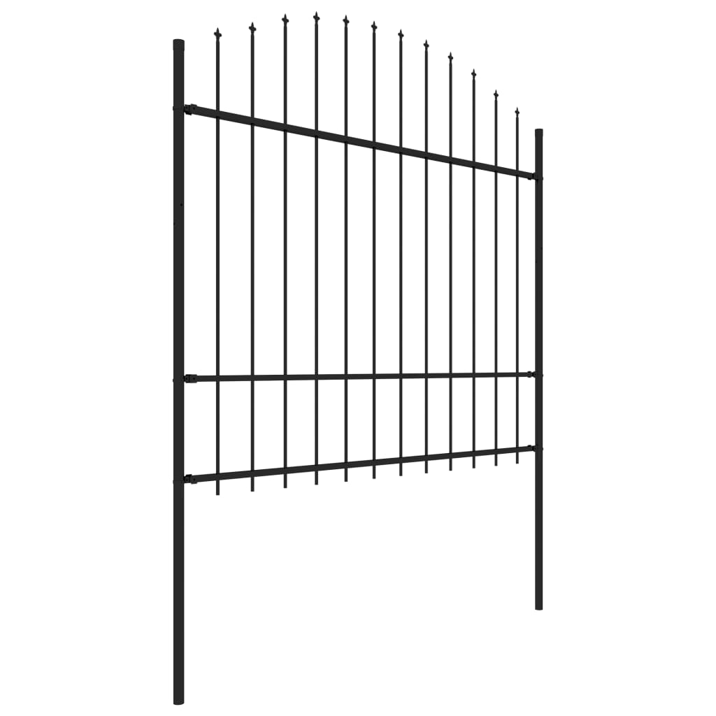 Gard de grădină cu vârf suliță, negru, 3,4 m, oțel