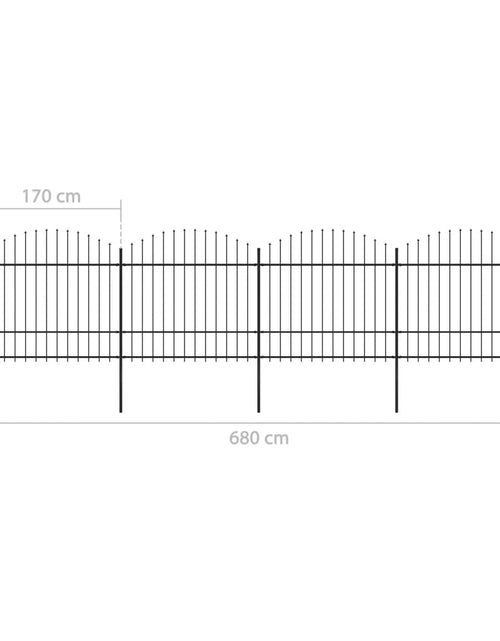 Загрузите изображение в средство просмотра галереи, Gard de grădină cu vârf suliță, negru, 6,8 m, oțel
