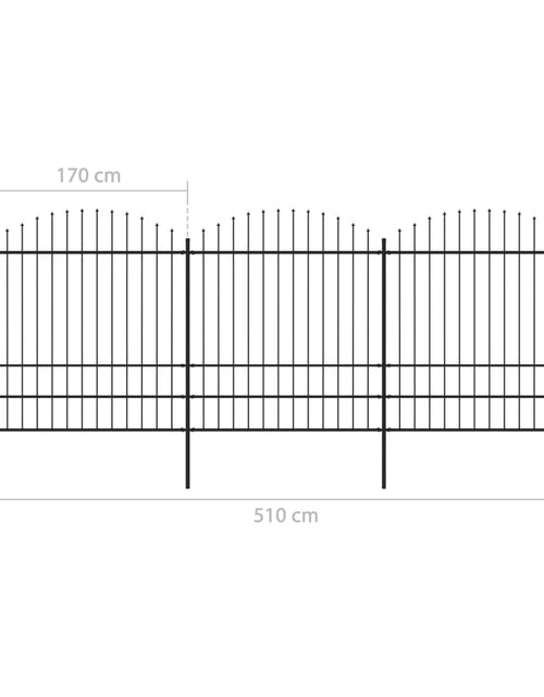 Загрузите изображение в средство просмотра галереи, Gard de grădină cu vârf suliță, negru, 5,1 m, oțel
