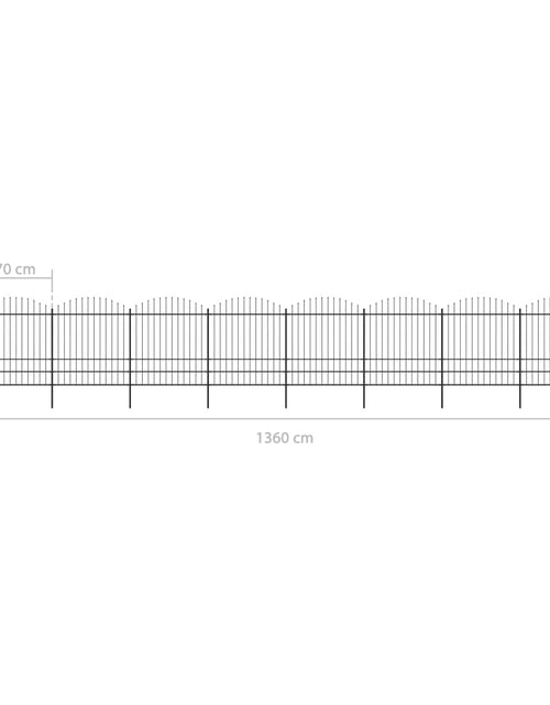 Încărcați imaginea în vizualizatorul Galerie, Gard de grădină cu vârf suliță, negru, 13,6 m, oțel
