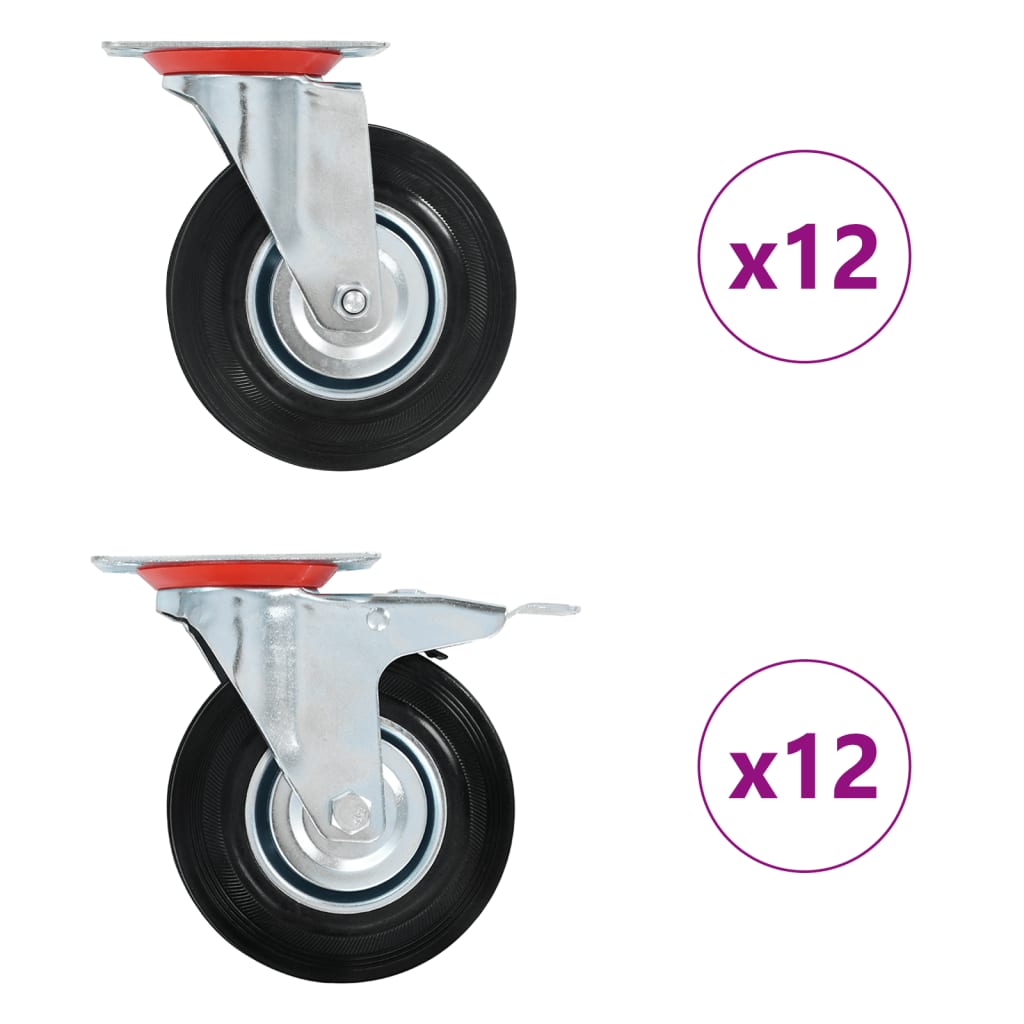 Roți pivotante, 24 buc., 125 mm