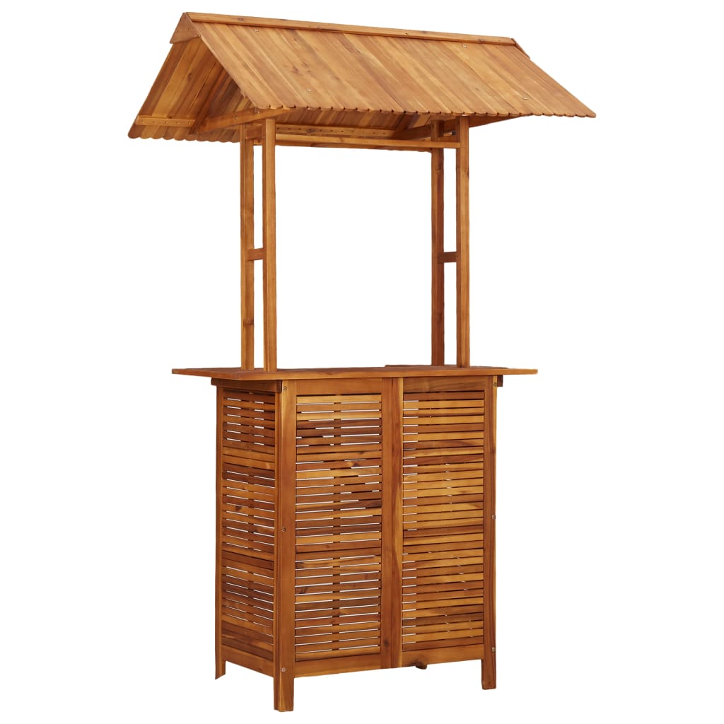 Masă de bar exterior cu acoperiș, 113x106x217 cm, lemn acacia