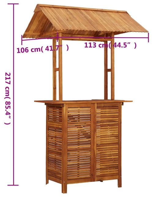 Загрузите изображение в средство просмотра галереи, Masă de bar exterior cu acoperiș, 113x106x217 cm, lemn acacia
