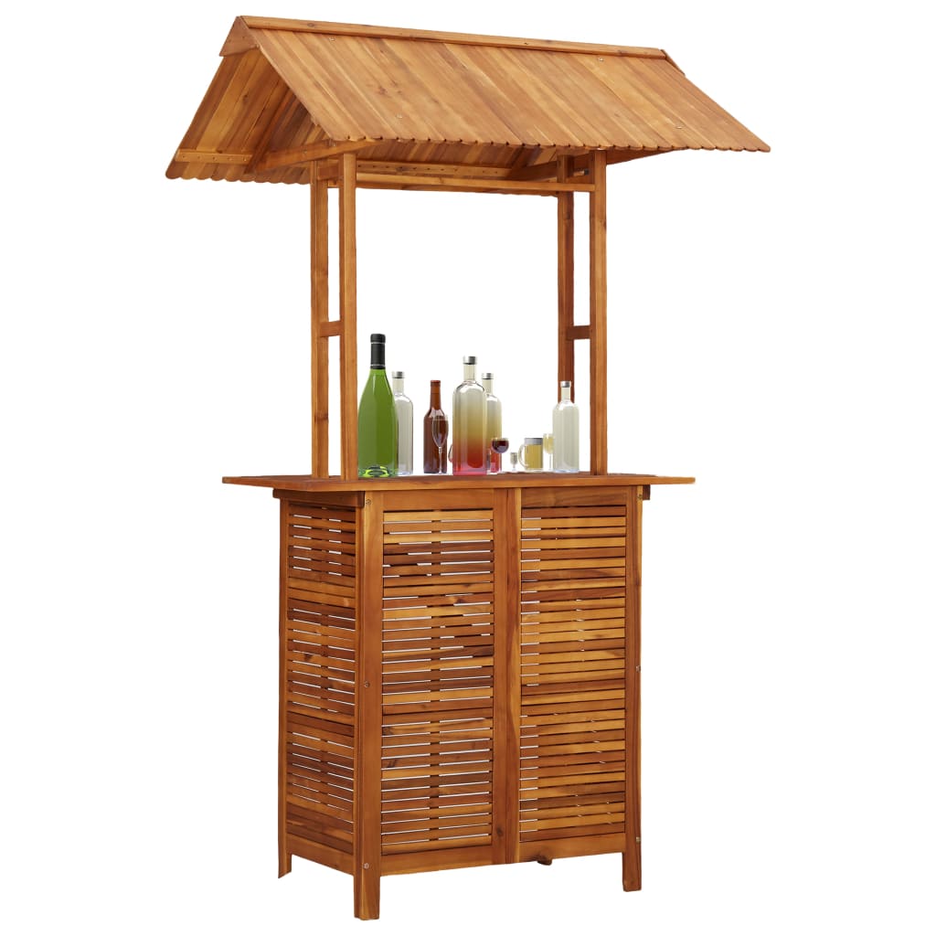 Masă de bar exterior cu acoperiș, 113x106x217 cm, lemn acacia