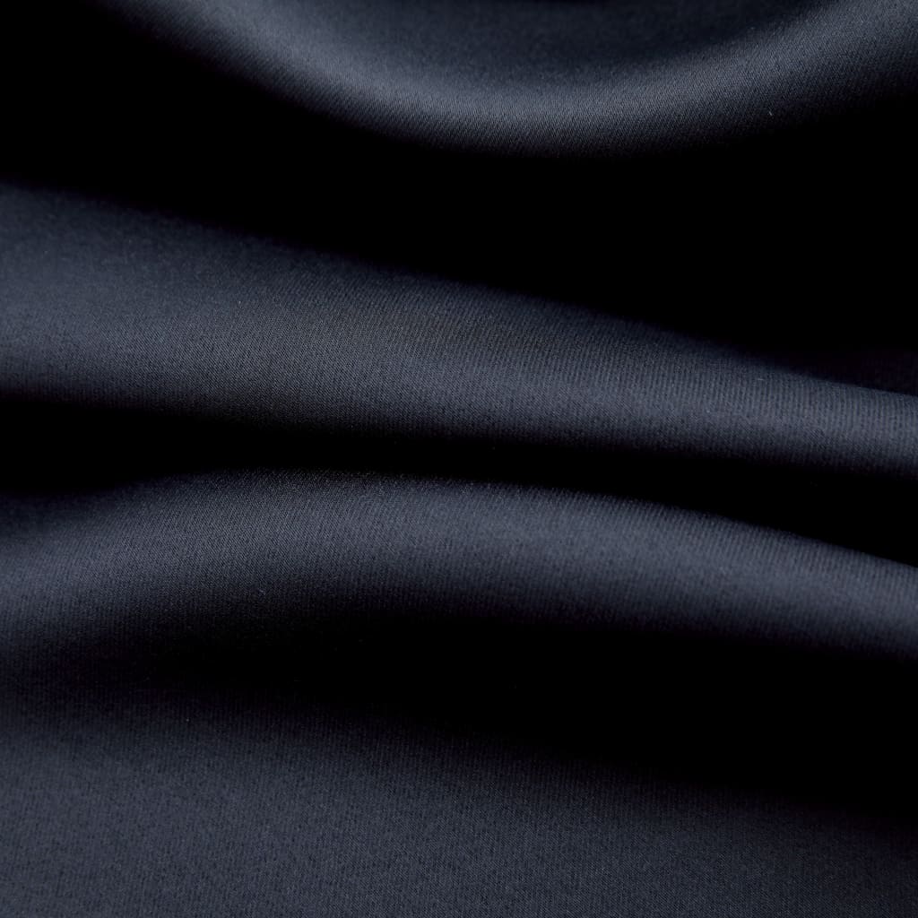 Draperie opacă cu inele metalice, negru, 290 x 245 cm