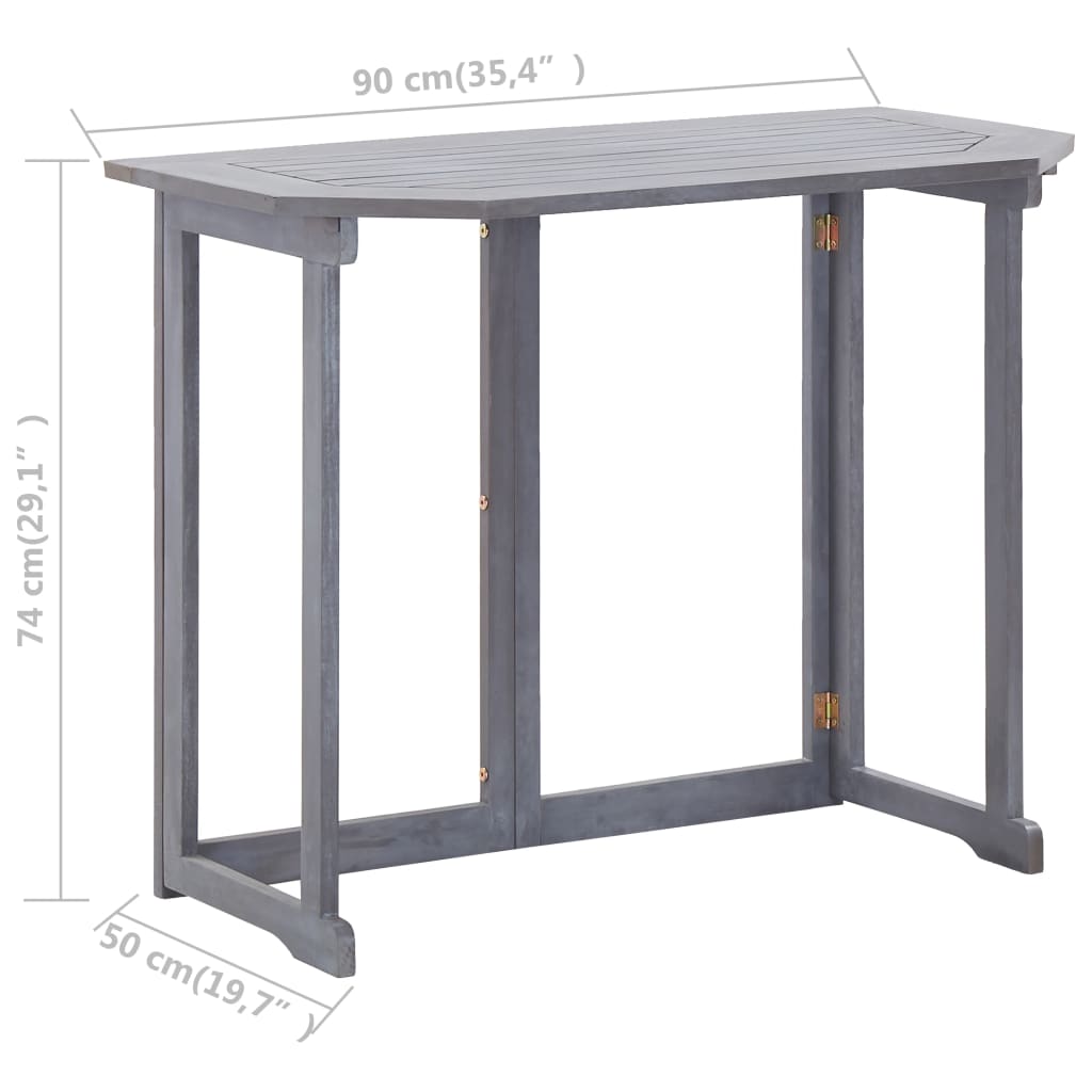 Masă de balcon pliabilă, 90x50x74 cm, lemn masiv de acacia