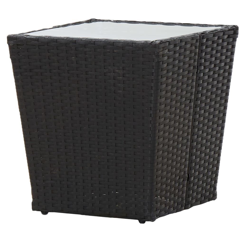 Masă de ceai negru 41,5x41,5x43 cm poliratan sticlă securizată