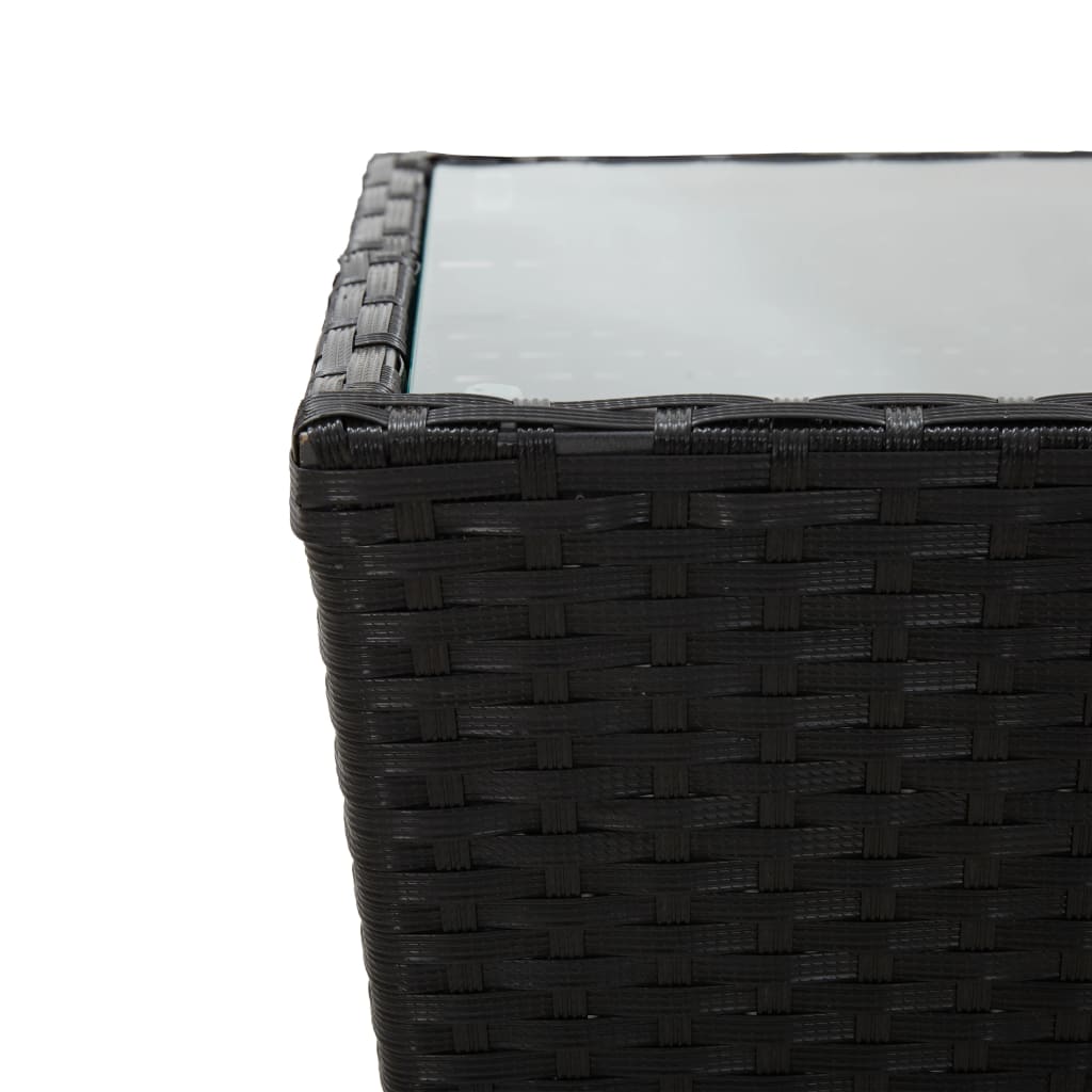 Masă de ceai negru 41,5x41,5x43 cm poliratan sticlă securizată