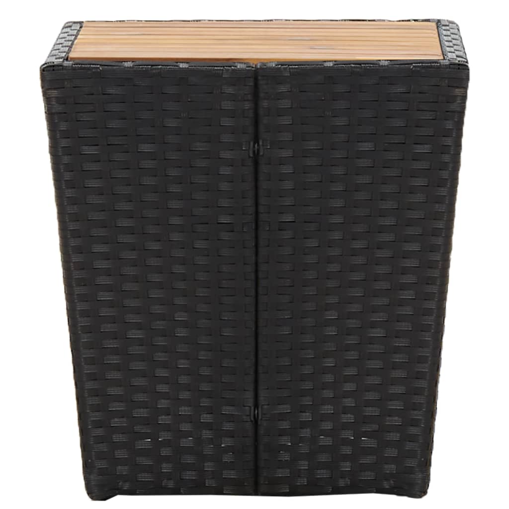 Masă de ceai negru 41,5x41,5x43 cm poliratan lemn masiv acacia