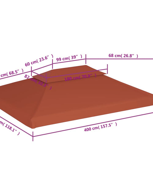 Încărcați imaginea în vizualizatorul Galerie, Acoperiș de pavilion, 2 niveluri, cărămiziu, 4x3 m, 310 g/m²
