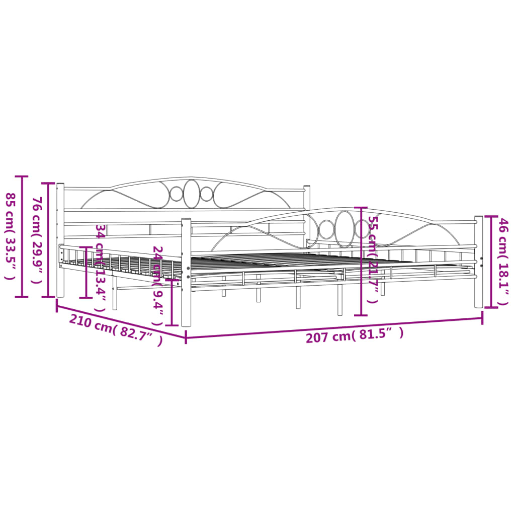 Cadru de pat, alb, 200 x 200 cm, metal