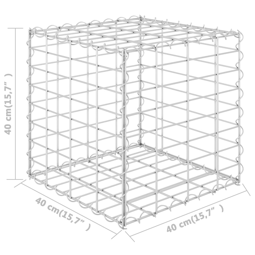 Strat înălțat cub gabion, 40 x 40 x 40 cm, sârmă de oțel