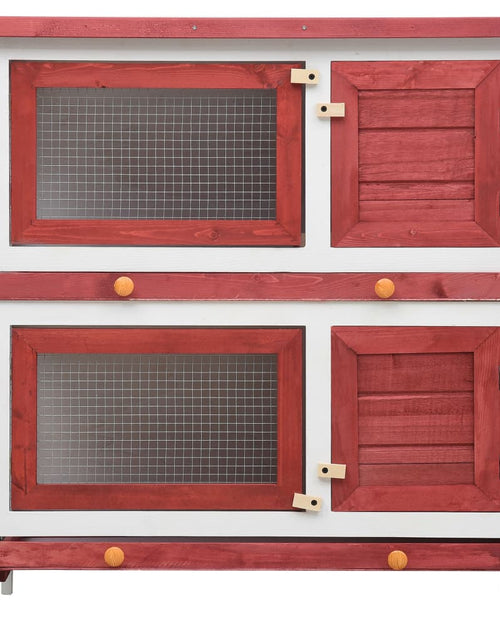 Загрузите изображение в средство просмотра галереи, Cușcă de iepuri pentru exterior, 4 uși, roșu, lemn - Lando
