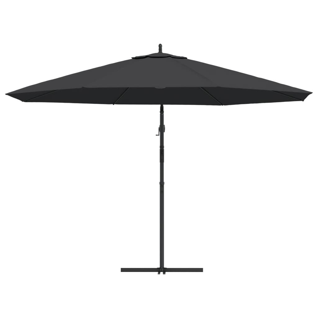 Umbrelă suspendată cu stâlp din aluminiu, negru, 350 cm