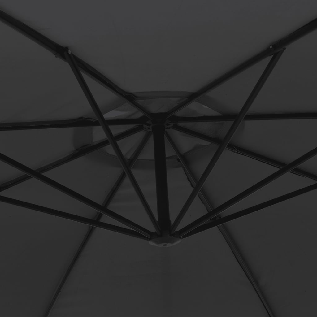 Umbrelă suspendată cu stâlp din aluminiu, negru, 350 cm