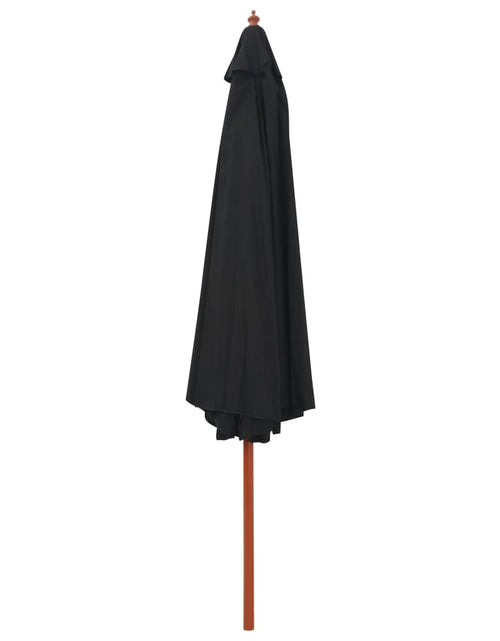 Încărcați imaginea în vizualizatorul Galerie, Umbrelă de soare de exterior, stâlp din lemn, negru, 350 cm

