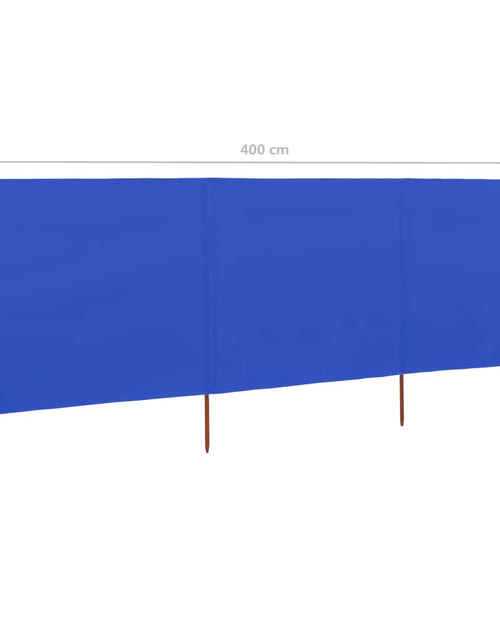 Загрузите изображение в средство просмотра галереи, Paravan anti-vânt cu 3 panouri, azur, 400 x 80 cm, textil
