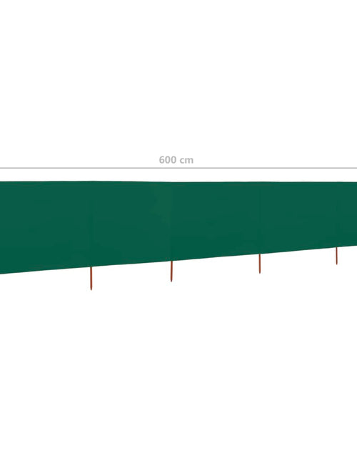 Загрузите изображение в средство просмотра галереи, Paravan anti-vânt cu 5 panouri, verde, 600 x 160 cm, textil
