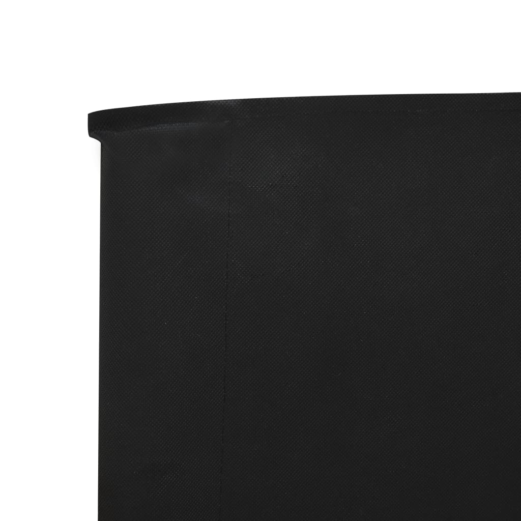 Paravan anti-vânt cu 5 panouri, negru, 600 x 160 cm, textil