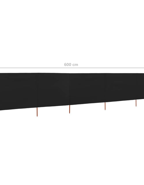 Încărcați imaginea în vizualizatorul Galerie, Paravan anti-vânt cu 5 panouri, negru, 600 x 160 cm, textil
