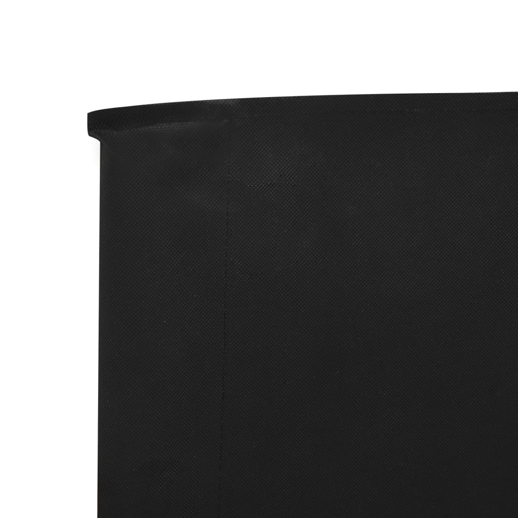 Paravan anti-vânt cu 9 panouri, negru, 1200 x 160 cm, textil