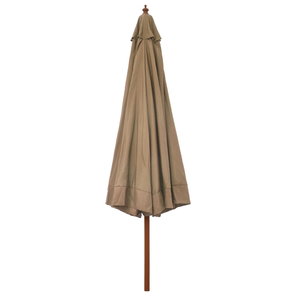 Umbrelă de soare de exterior, stâlp din lemn, gri taupe, 330 cm