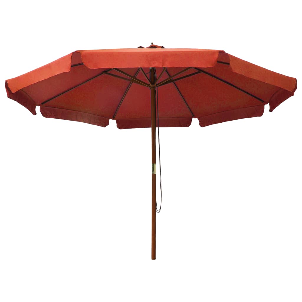 Umbrelă de soare de exterior, stâlp lemn, cărămiziu, 330 cm