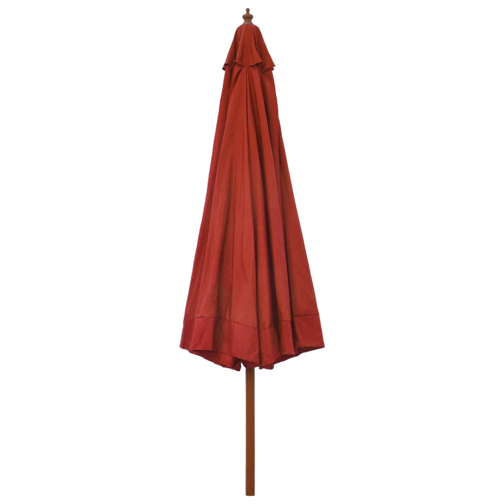 Umbrelă de soare de exterior, stâlp lemn, cărămiziu, 330 cm