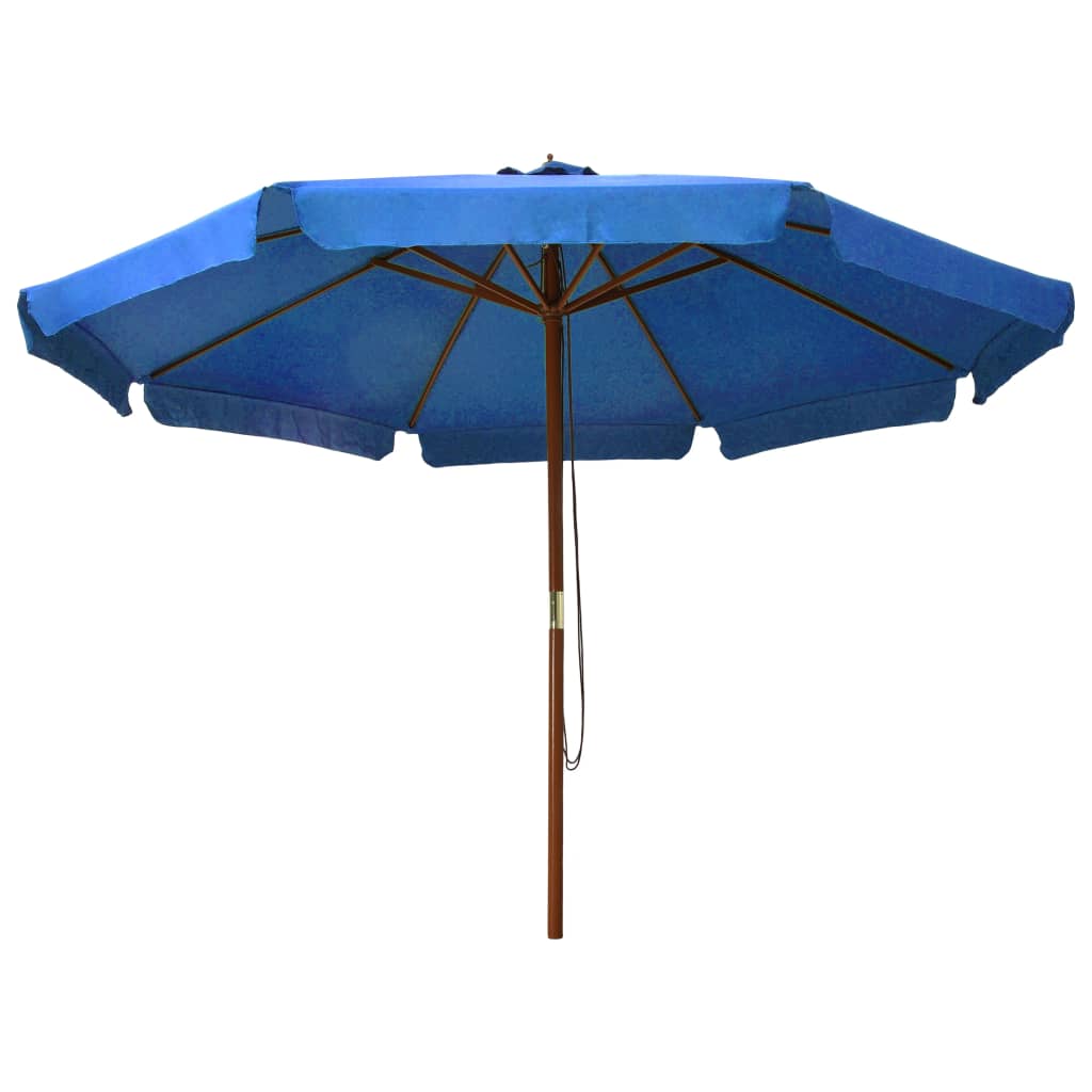 Umbrelă de soare de exterior, stâlp lemn, azuriu, 330 cm